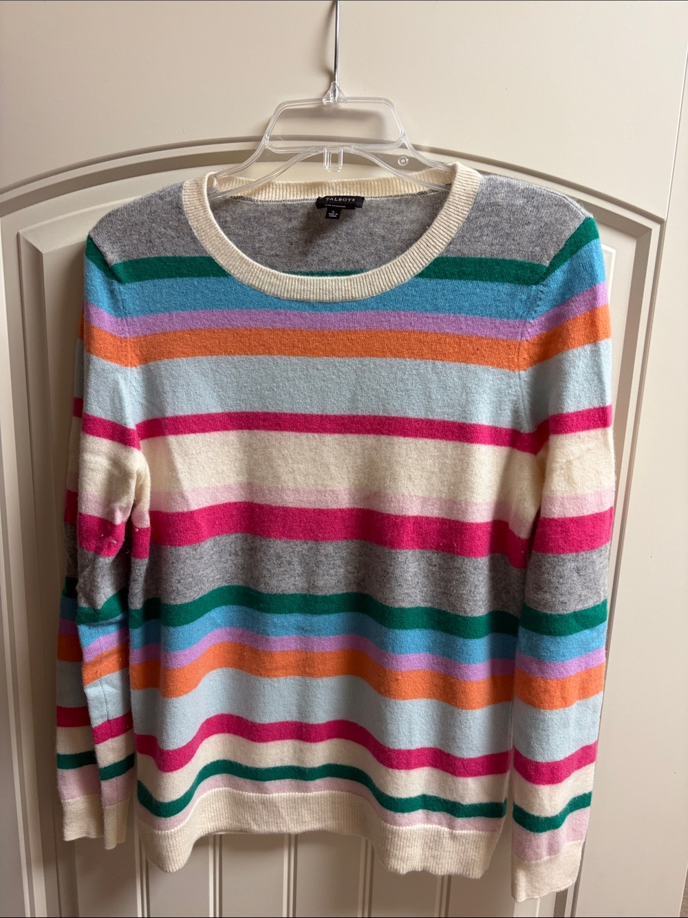 Talbots Cream Sweater with Multicolor Stripes